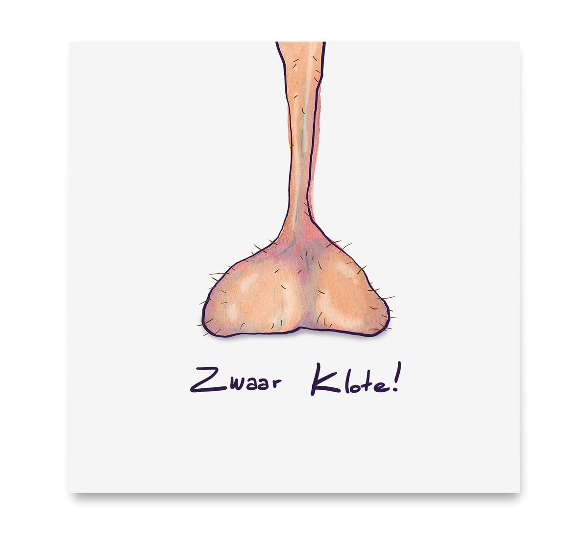 Handgemaakte wenskaart - Zwaar Klote - Art by Margreet Rijlaarsdam